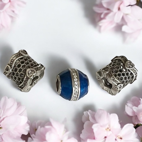 925 Sterling Silver  European Charm Bracelet With Charms & Labradorite Gemstone - Picture 2 of 3